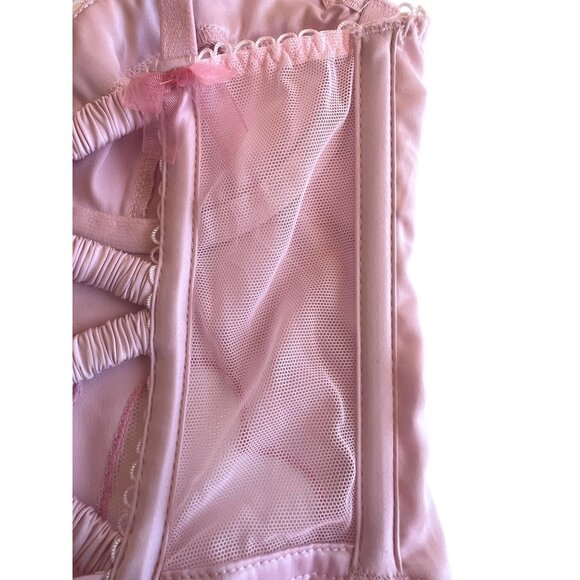 For Love & Lemons Pink Heart Mesh Corset Top With Ruffle Trim XXS - Picture 13 of 16